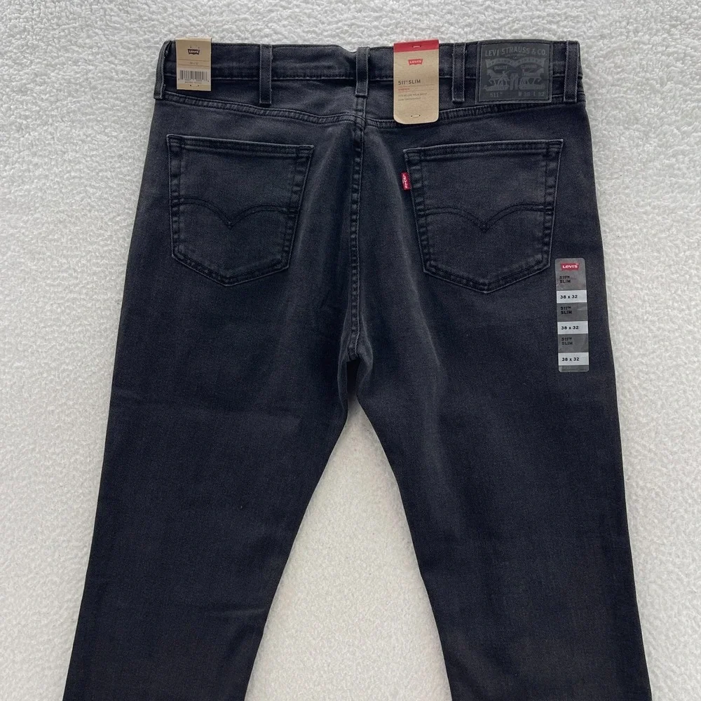 Levis 511 Jeans Mens 38x32 Black Slim Fit Dark Wash Denim Grunge Emo Goth Skater